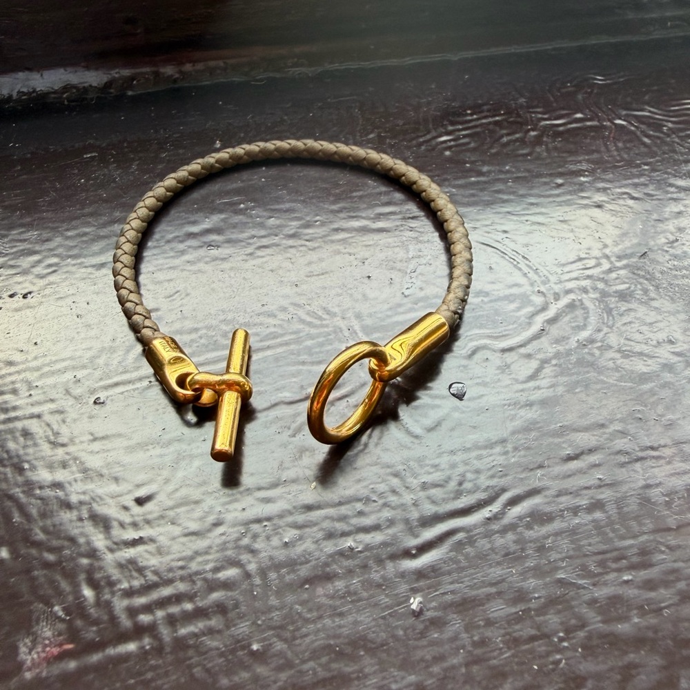 Hermes Braided Bracelet in Gold and Gray